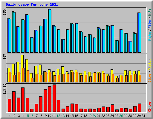 Daily usage for June 2021